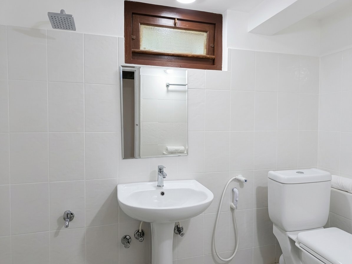 Modern bathroom with shower and sink