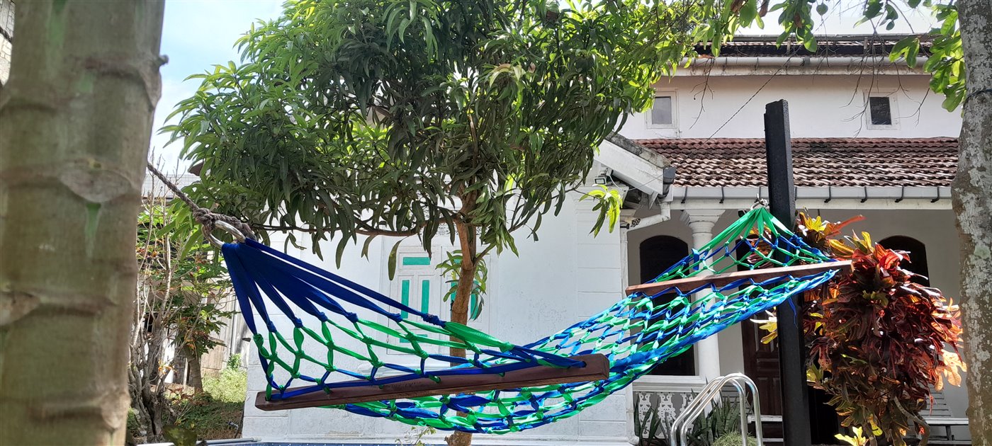 Garden hammock under tropical trees